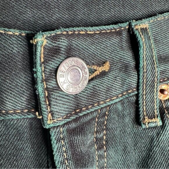 NEW Re/Done dark green high rise button fly straight leg jeans size 24 - Picture 6 of 12